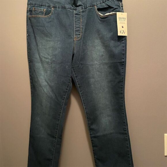 Gloria Vanderbilt Women's Amanda Pull On Plus Size 18 Blue Straight 29Plus Jeans - Picture 1 of 11
